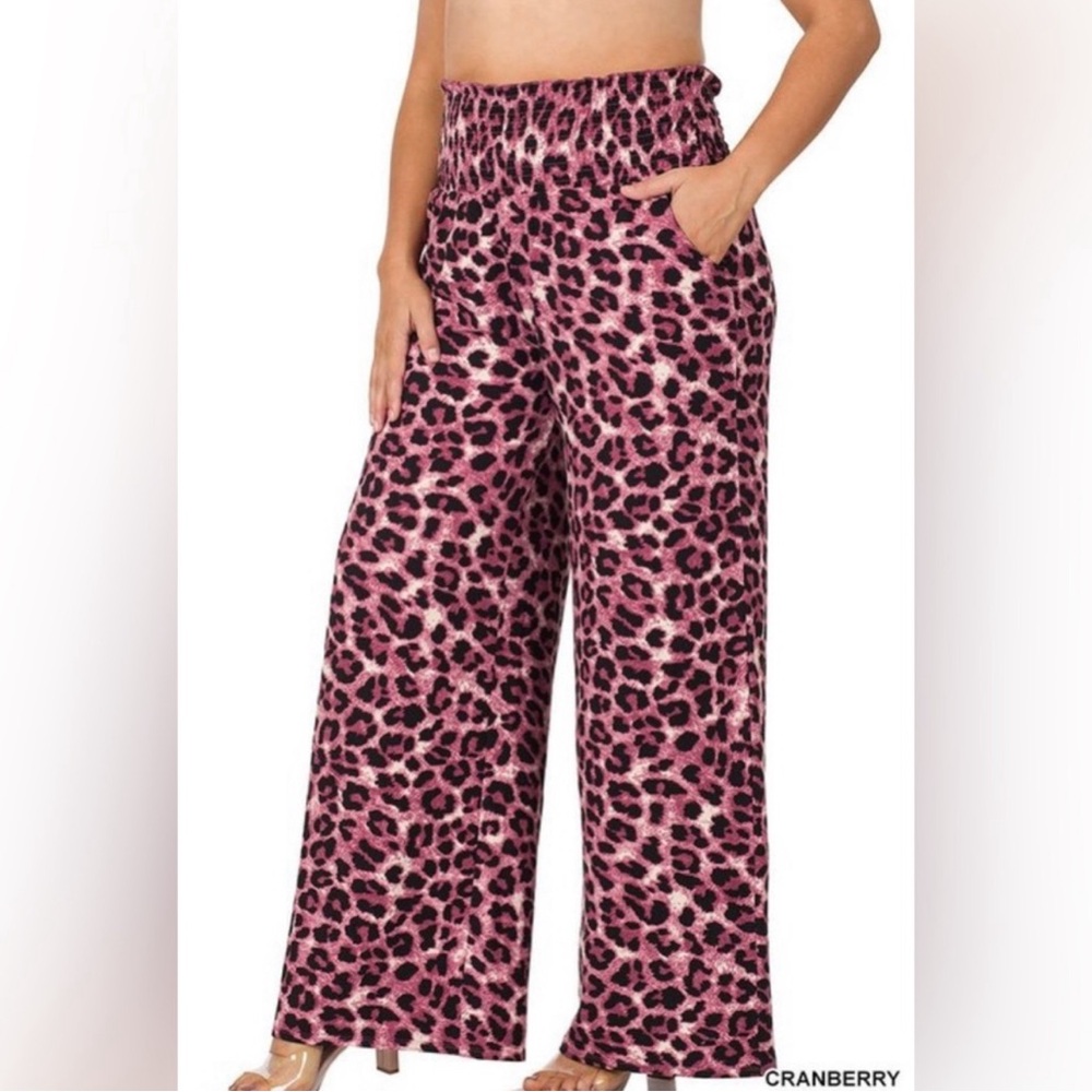 CRANBERRY Leopard ANIMAL PRINT LOUNGE PANTS BOTTOMS size L